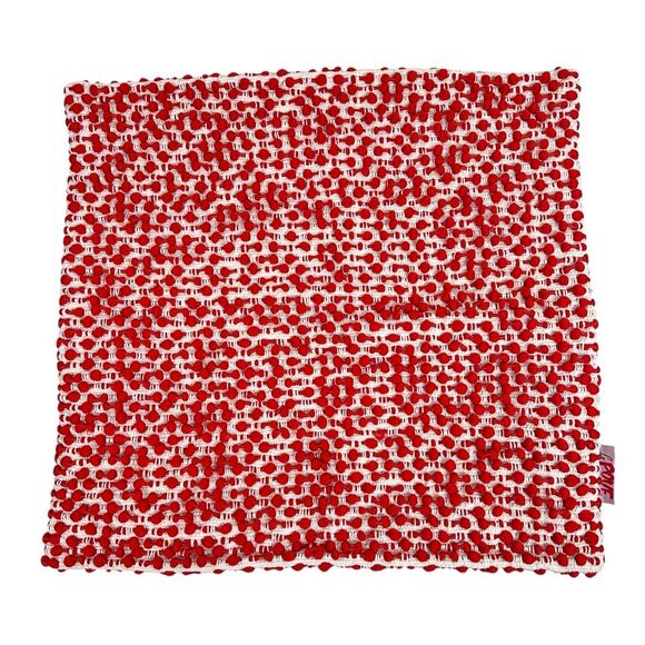 Le Pouf Textured Pillow Covers Red Cream No Pillow - Picture 8 of 10
